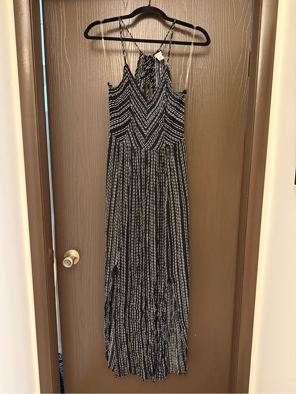 Cozy Casual Black & White Striped Maxi Dress